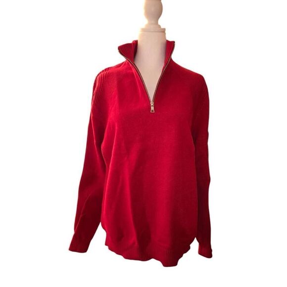 INC International Concepts Women's Size XL Red 1/4 Zip Mock Sweater - Picture 2 of 7